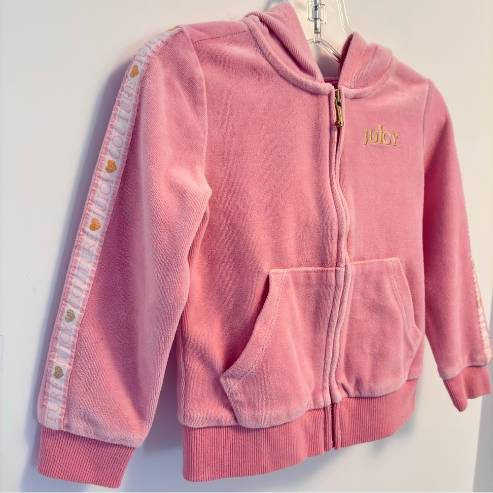 Juicy Couture Kids Toddler Girl Velour Zip-Up Hoodie Pink Size 3T - Picture 4 of 8
